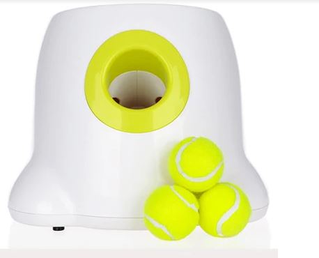 Close up of automatic ball launcher tennis ball chute